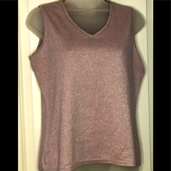 SUSAN GRAVER STYLE Tops - Susan Graver PINK GLITTER Sleeveless Top Sz Small